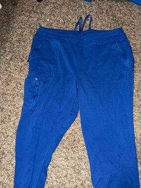 Royal Blue Drawstring Cargo Scrub Pants